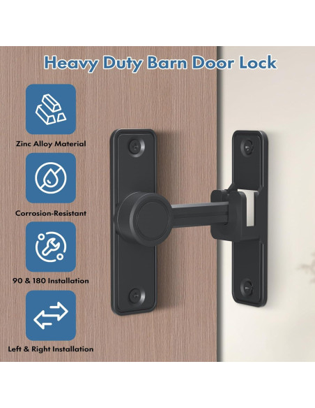 Cerradura de Puerta Sin Llave XOOL 90/180 Grados Zinc Negro