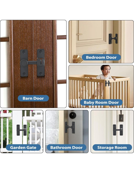 Cerradura de Puerta Sin Llave XOOL 90/180 Grados Zinc Negro