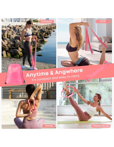 Kit de Pilates 13 Piezas DSUMD para Mujeres - Rosa