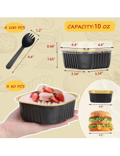 Mini Moldes para Pasteles LNYZQUS 10oz con Tapas - 80 Piezas 2