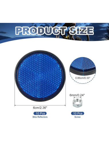 Reflectores Traseros PATIKIL 10 Pcs Azul Plástico 6 cm
