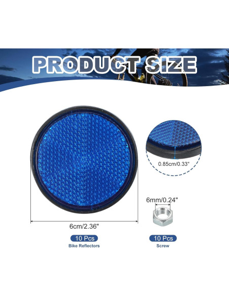 Reflectores Traseros PATIKIL 10 Pcs Azul Plástico 6 cm Reflectores Traseros PATIKIL 10 Pcs Azul Plástico 6 cm