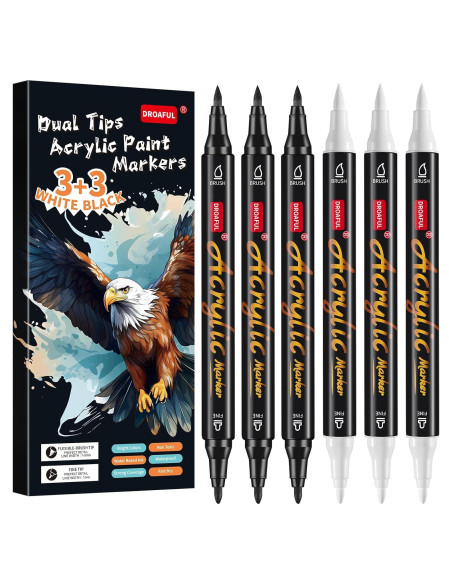 Marcadores de Pintura Acrílica Droaful 6 Piezas Doble Punta