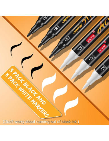 Marcadores de Pintura Acrílica Droaful 6 Piezas Doble Punta