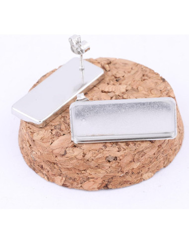 20 Bases de Pendientes Rectangulares Reidgaller 10x25mm Acero Inoxidable