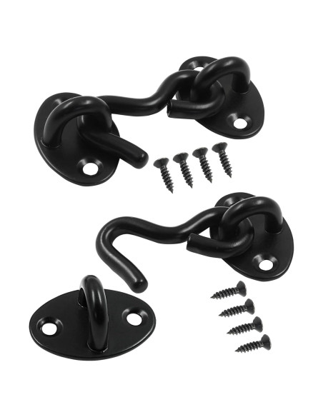 Gancho y Ojo de Privacidad Zorveiio 2 Pcs Acero Inoxidable Negro