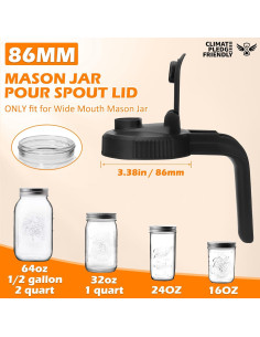 Tapa de Vertedor UUGLAM para Tarro Mason, Paquete de 2, Negro 2