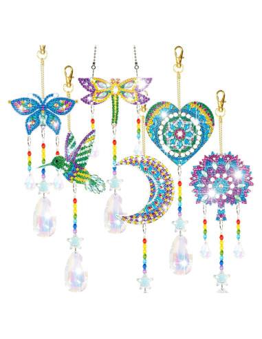 Móvil de Viento 3D DIY YUNVI 6 Pcs Pinturas de Diamantes