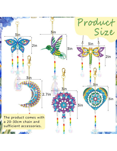 Móvil de Viento 3D DIY YUNVI 6 Pcs Pinturas de Diamantes