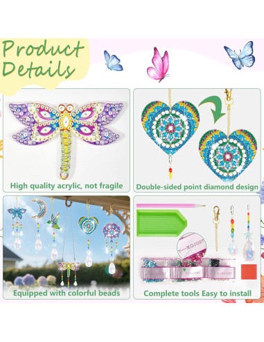 Móvil de Viento 3D DIY YUNVI 6 Pcs Pinturas de Diamantes