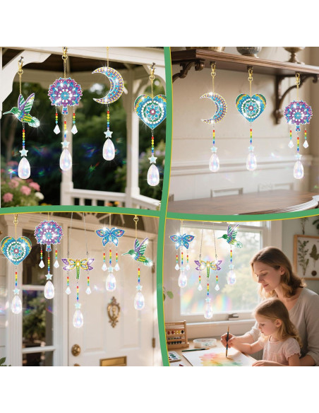 Móvil de Viento 3D DIY YUNVI 6 Pcs Pinturas de Diamantes