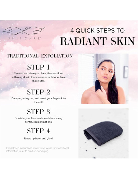 Mitón Exfoliante Facial Seraphic Skincare - 100% Vegano, Doble Cara