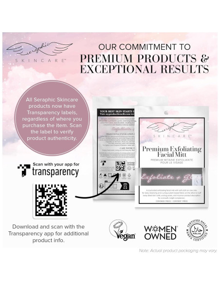 Mitón Exfoliante Facial Seraphic Skincare - 100% Vegano, Doble Cara
