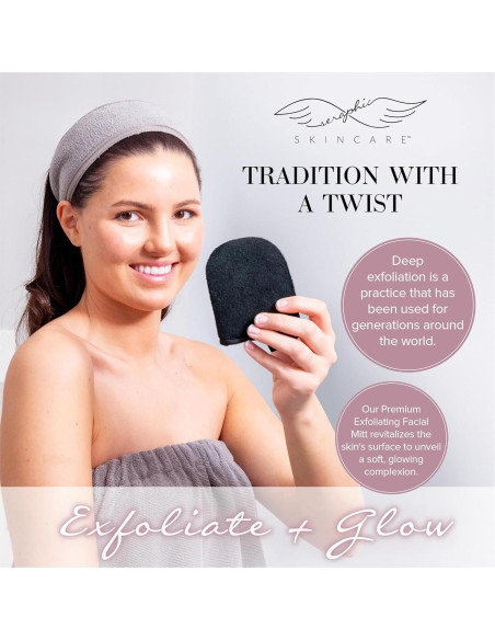 Mitón Exfoliante Facial Seraphic Skincare - 100% Vegano, Doble Cara
