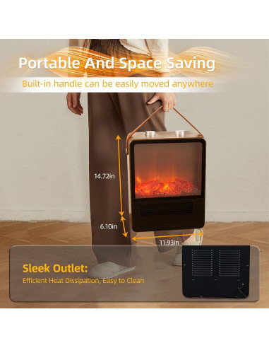 Calentador de Chimenea Eléctrico RealSmart 1908N 1500W Portátil