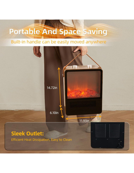 Calentador de Chimenea Eléctrico RealSmart 1908N 1500W Portátil