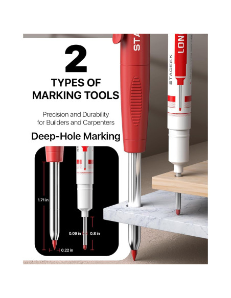 Juego de 4 Lápices de Carpintero STAGEEK con 52 Recargas 2.8mm Juego de 4 Lápices de Carpintero STAGEEK con 52 Recargas 2.8mm