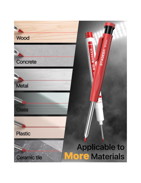 Juego de 4 Lápices de Carpintero STAGEEK con 52 Recargas 2.8mm Juego de 4 Lápices de Carpintero STAGEEK con 52 Recargas 2.8mm