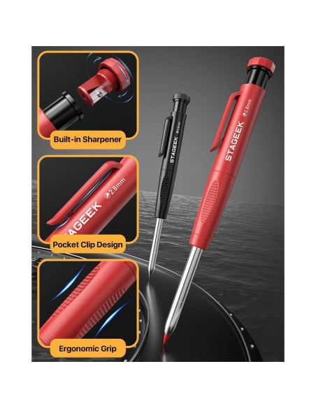 Juego de 4 Lápices de Carpintero STAGEEK con 52 Recargas 2.8mm Juego de 4 Lápices de Carpintero STAGEEK con 52 Recargas 2.8mm