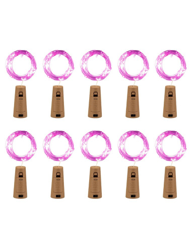 Luces de Botella de Vino Brightown 10 LED Rosa Corcho 2.13m