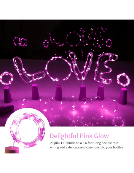 Luces de Botella de Vino Brightown 10 LED Rosa Corcho 2.13m