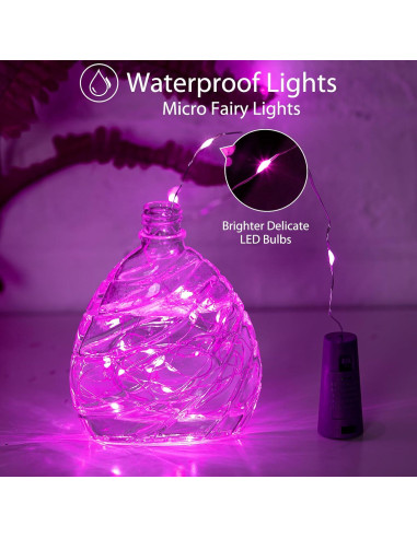 Luces de Botella de Vino Brightown 10 LED Rosa Corcho 2.13m