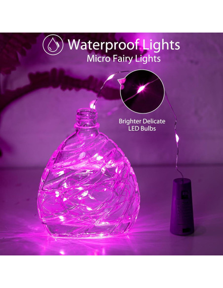 Luces de Botella de Vino Brightown 10 LED Rosa Corcho 2.13m