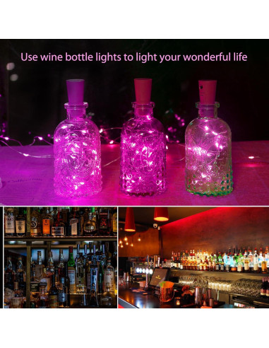 Luces de Botella de Vino Brightown 10 LED Rosa Corcho 2.13m