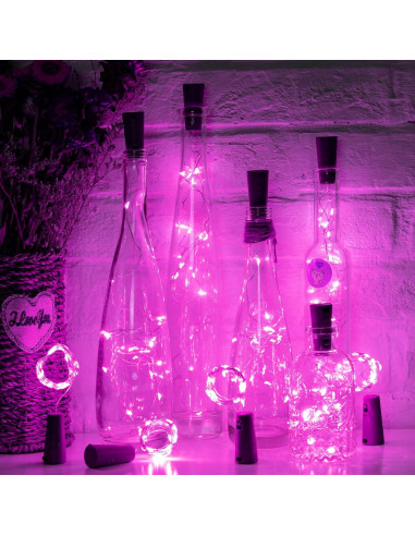 Luces de Botella de Vino Brightown 10 LED Rosa Corcho 2.13m