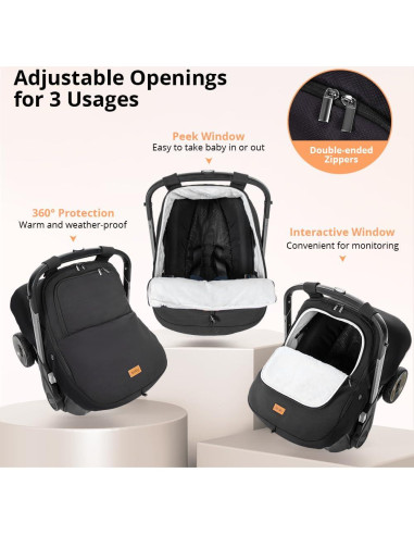 Cubierta de Asiento de Coche para Bebé Bioby Negra Impermeable