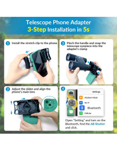 Adaptador de Teléfono APEXEL F002-B con Control Remoto Bluetooth 2