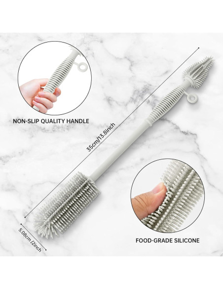 Juego de cepillos de silicona Leucite para biberones y pajitas