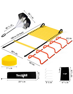 Yes4All Escalera de Agilidad Ajustable + 12 Conos + Vallas 2