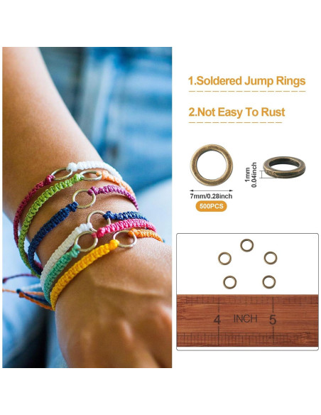 Anillos de Salto Cerrados Craftdady 500Pcs 7mm Bronce Antiguo