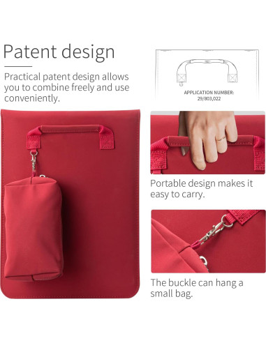 Funda para Laptop 13" Amlanpin PU Impermeable Burdeos