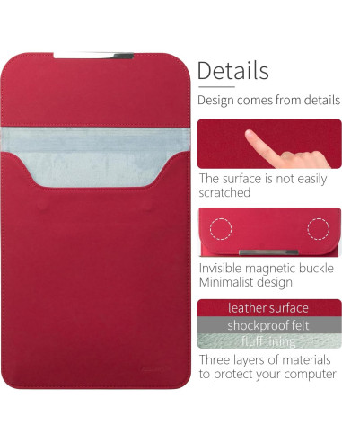 Funda para Laptop 13" Amlanpin PU Impermeable Burdeos