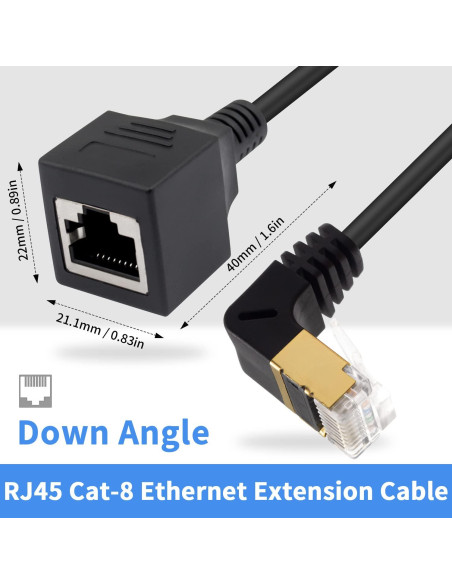 Cable de Extensión de Red Cat8 Duttek 40Gbps 50cm Ángulo 90