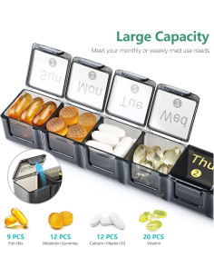 Organizador de Pastillas Mensual Furain 28 Días XL Negro 2