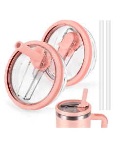 Paquete de 2 Tapas de Popote Mefosi 40 Oz Rosa a Prueba de Fugas