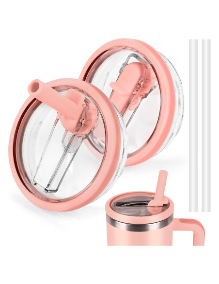 Paquete de 2 Tapas de Popote Mefosi 40 Oz Rosa a Prueba de Fugas Paquete de 2 Tapas de Popote Mefosi 40 Oz Rosa a Prueba de Fugas