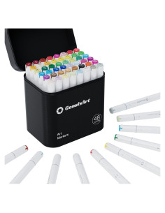 49 Marcadores de Alcohol GenuisArt Doble Punta y Alfombrilla