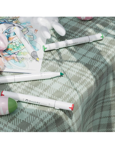 49 Marcadores de Alcohol GenuisArt Doble Punta y Alfombrilla