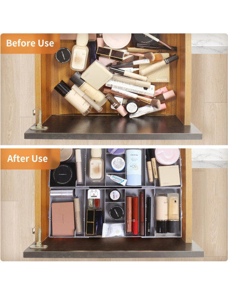 Organizador de Cajones Yeeyuue 3 Niveles Plegable Gris