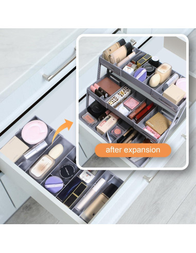 Organizador de Cajones Yeeyuue 3 Niveles Plegable Gris