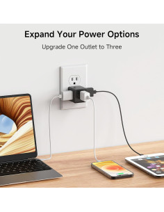 Adaptador de Pared 3 Salidas Cable Matters Negro - Extensor de Energía 2