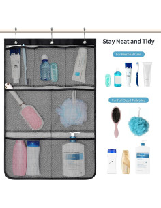 Organizador de Ducha F-color 2025 - 7 Bolsillos Malla Secado Rápido 2