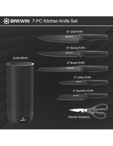 Juego de cuchillos de cocina Brewin 7 piezas acero inoxidable