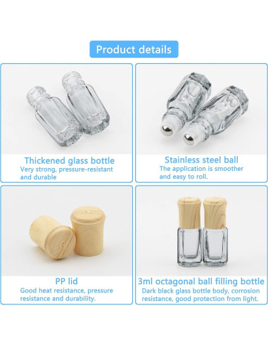 10 Botellas de Vidrio Negro 3ml con Rodillo Newzoll para Aceites