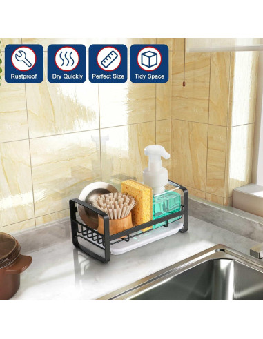Soporte para Esponjas HULISEN de Acero Inoxidable Negro