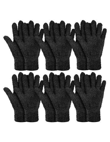 Guantes de Microfibra Bencailor 6 Pares para Limpieza - Negro Mediano